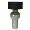 Green Table Lamp with Black Linen Shade