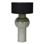 Green Table Lamp with Black Linen Shade